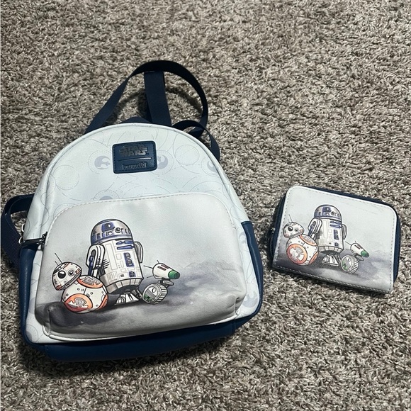 Loungefly Handbags - Loungefly x Star Wars White R2-D2 & BB-8 Mini Backpack and Wallet Set
